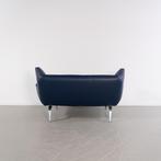 1x Leolux Devon 2-zits/162cm Bank Blauw Leer - Gepolijst, Niet ingevuld, 150 tot 200 cm, Niet ingevuld, Tweepersoons