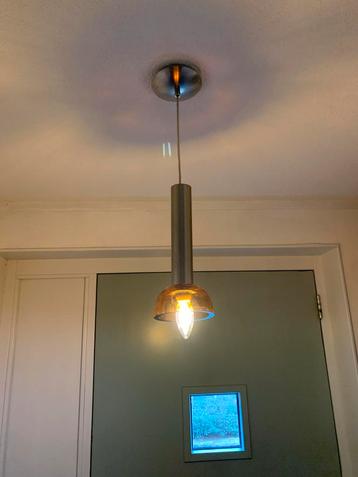 RVS Hanglamp met Bruin Glas beschikbaar voor biedingen