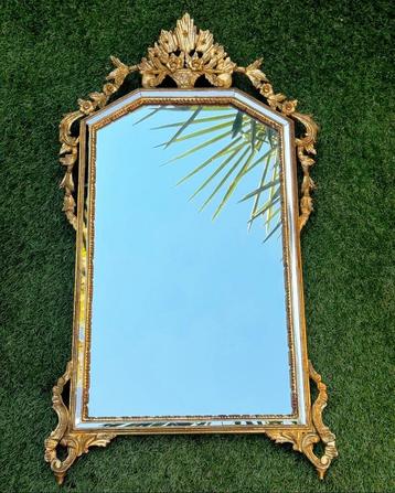 Antieke goudvergulde Italiaanse spiegel La Barge beschikbaar voor biedingen