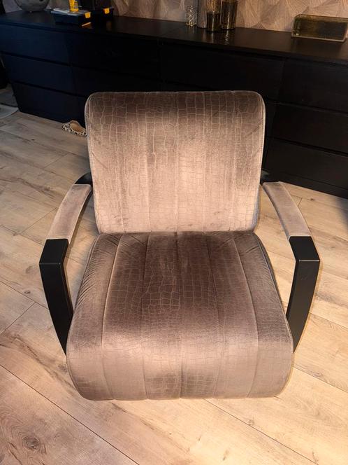 roterende fauteuil croco velvet stof champagne taupe kleur, Huis en Inrichting, Fauteuils, Zo goed als nieuw, Stof, 50 tot 75 cm