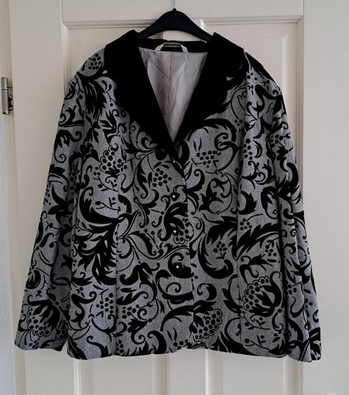 Creation Atelier vintage blazer grijs zwart fluweel 46 41007, Kleding | Dames, Jasjes, Kostuums en Pakken, Zo goed als nieuw, Jasje