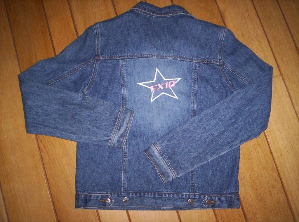 EXLO spijkerjack blauw met ster borduur maat 38, Maat 38/40 (M), Blauw, Ophalen of Verzenden, Zo goed als nieuw