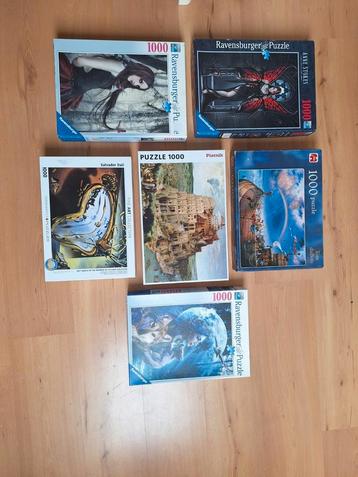 6 APARTE PUZZELS 1000stukjes  beschikbaar voor biedingen