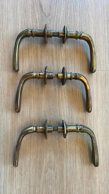 3x Strak Gouden Deurklinken ANTIEK deurbeslag deurkrukken beschikbaar voor biedingen