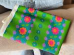 Stof groen roze lila bloemen jaren 70 stof vintage, 120 cm of meer, Nieuw, Ophalen of Verzenden, Katoen