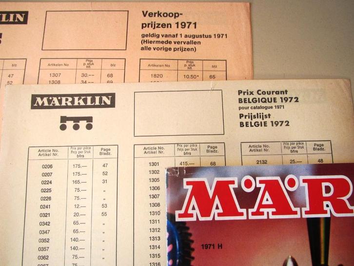 MäRKLIN Catalogus 1971 NL/België +2x Prijslijst 1972 H0 Z 1, Hobby en Vrije tijd, Modeltreinen | H0, Zo goed als nieuw, Boek, Tijdschrift of Catalogus