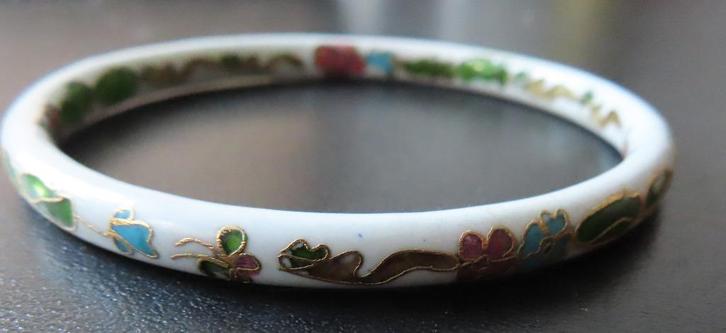 Handgemaakte Cloisonné armband, Sieraden, Tassen en Uiterlijk, Armbanden, Zo goed als nieuw, Overige materialen, Wit, Verzenden