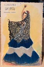 Geborduurde Spaanse Danseres Ansichtkaart 1957, Verzamelen, Verzenden, 1940 tot 1960, Gelopen, Spanje