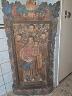 Antiek Houten Ornament met Religieuze Voorstelling, Ophalen of Verzenden, Gebruikt