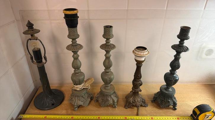 Lampenstandaards Tiffany lampen F.b.a.i, Antiek en Kunst, Antiek | Tin, Ophalen