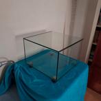 Glazen bijzettafeltje op wieltjes, Huis en Inrichting, Tafels | Bijzettafels, Ophalen, Minder dan 45 cm, Minder dan 55 cm, Gebruikt