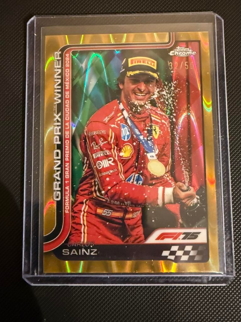 Topps Chrome F1 2025 Carlos Sainz Gold/50 Mexico GP Winner, Ophalen of Verzenden, Nieuw, Formule 1
