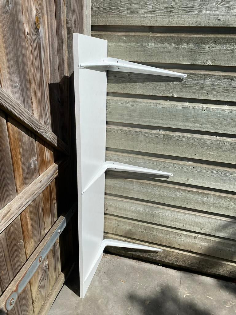 Witte wandplank met ophangbeugels - wandplank - plank, Ophalen, Zo goed als nieuw