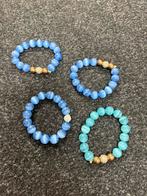 4 x Blauwe Kralen Armbanden Set, Blauw, Nieuw, Ophalen of Verzenden, Elastiek