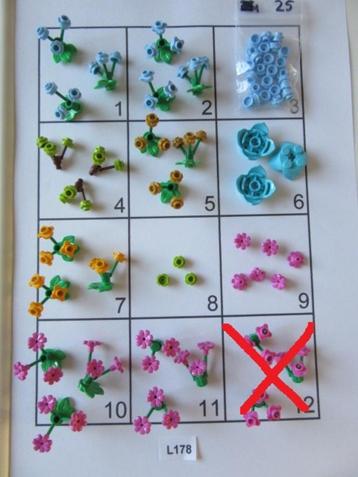 L178 *NIEUW* LEGO BLOEMEN BLAUW ROZE LIMEGROEN PLANT STENGEL beschikbaar voor biedingen