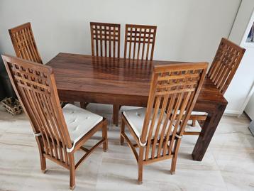Massief Houten Eettafel Set - Compleet! beschikbaar voor biedingen