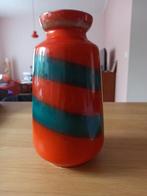 Mooie oranje met turquoise vintage vaas, Ophalen of Verzenden