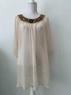 Mooie beige Blouse/ tuniek met kraaltjes hals maat 36!, Verzenden, Zo goed als nieuw, Maat 36 (S), Beige