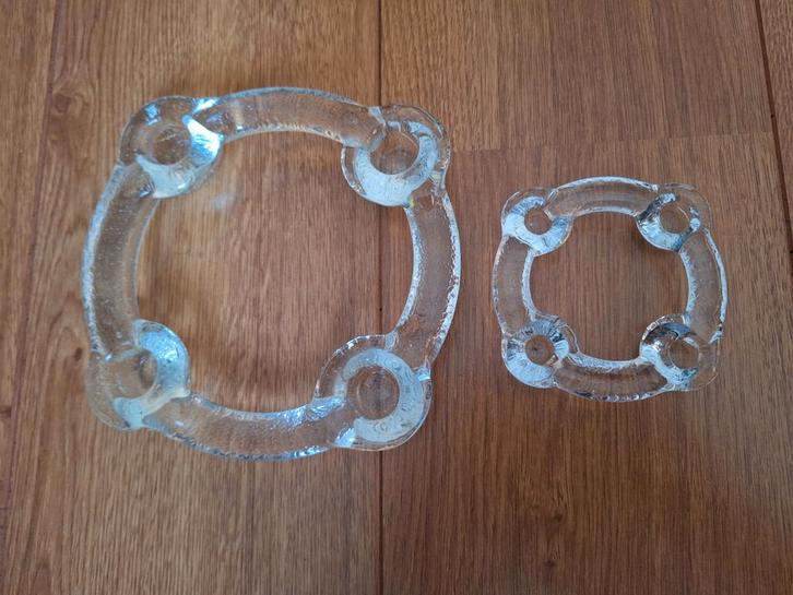 2 Ijsglas Kandelaars Pukeberg Staffan Gellerstedt, Antiek en Kunst, Antiek | Keramiek en Aardewerk, Ophalen of Verzenden