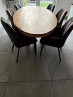 Eettafel met 8 stoelen, Huis en Inrichting, Stoelen, Ophalen, Gebruikt, Bruin, Metaal