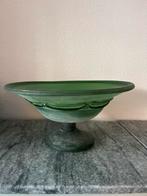 Groene Glazen Fruitschaal, Antiek en Kunst, Antiek | Glas en Kristal, Ophalen of Verzenden