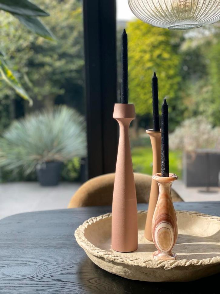 Vintage Marmer Vaasje/Kandelaar Roze-Beige, Antiek en Kunst, Antiek | Vazen, Ophalen of Verzenden