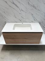 HR Badmeubel 100cm - French oak- Solid surface wastafel, Nieuw, Minder dan 100 cm, Wastafelkast, 25 tot 50 cm