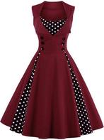 Rode stippen jurk rockabilly vintage dames vrouwen retro, Kleding | Dames, Verzenden, Nieuw, Rood, Knielengte