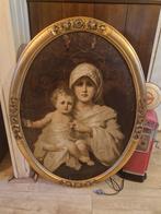 Madonna met Kind Schilderij in Ovale Lijst, Antiek en Kunst, Ophalen of Verzenden