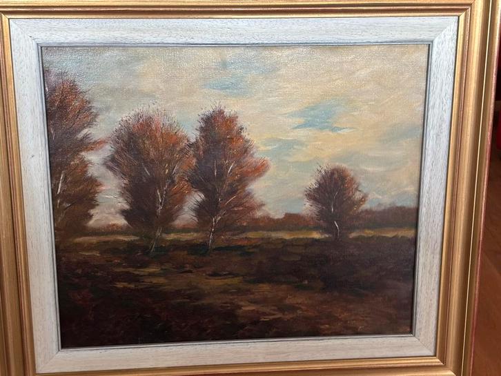 Landschap met bomen in lijst, Antiek en Kunst, Kunst | Schilderijen | Klassiek, Ophalen