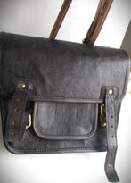 Zadeltas~Zijtas~Lederen handgemaakte tas~voor fiets of motor, 20 tot 30 cm, Zwart, Minder dan 40 cm, Minder dan 35 cm