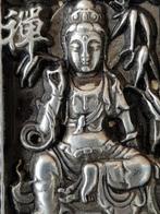 Prachtig oud Chinees zilverbrons amulet met Boeddha 6,8 cm., Ophalen of Verzenden