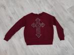 Dames trui - bordeaux rood met strass kruis - maat XS, Ophalen of Verzenden, Zo goed als nieuw, Maat 34 (XS) of kleiner