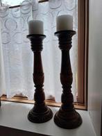 2 grote houten kandelaars, Ophalen, Zo goed als nieuw, Hout