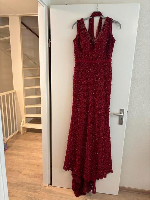 Galajurk bordeaux rood met kort sleepje, Kleding | Dames, Gelegenheidskleding, Zo goed als nieuw, Galajurk, Rood, Ophalen of Verzenden