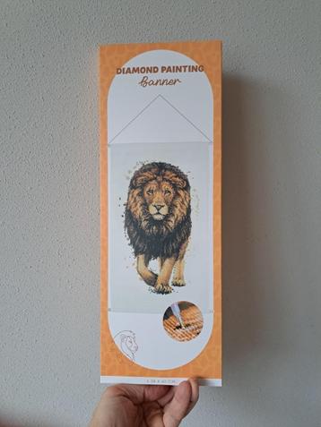 Banner met Leeuw diamond painting 38x60cm ONGEOPEND beschikbaar voor biedingen