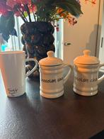 Theemok en 2 warme chocomel mokken met deksel, Ophalen, Zo goed als nieuw, Overige stijlen, Kop(pen) en/of Schotel(s)