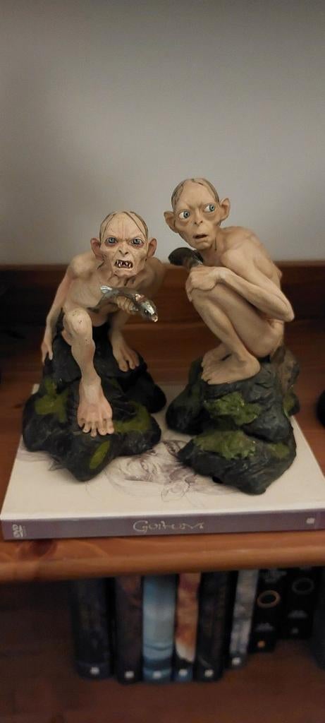 Smeagol & Gollum Beeldjes met DVD, Verzamelen, Lord of the Rings, Zo goed als nieuw, Beeldje of Buste, Ophalen of Verzenden