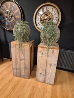 Steigerhouten zuilen/ barkrukken 2 voor €100,-, Ophalen, Gebruikt