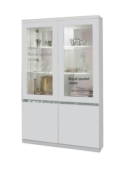 Vitrinekast Forever wit - zwart | Italiaans Hoogglans Chrome, Huis en Inrichting, Kasten | Vitrinekasten, Nieuw, 25 tot 50 cm