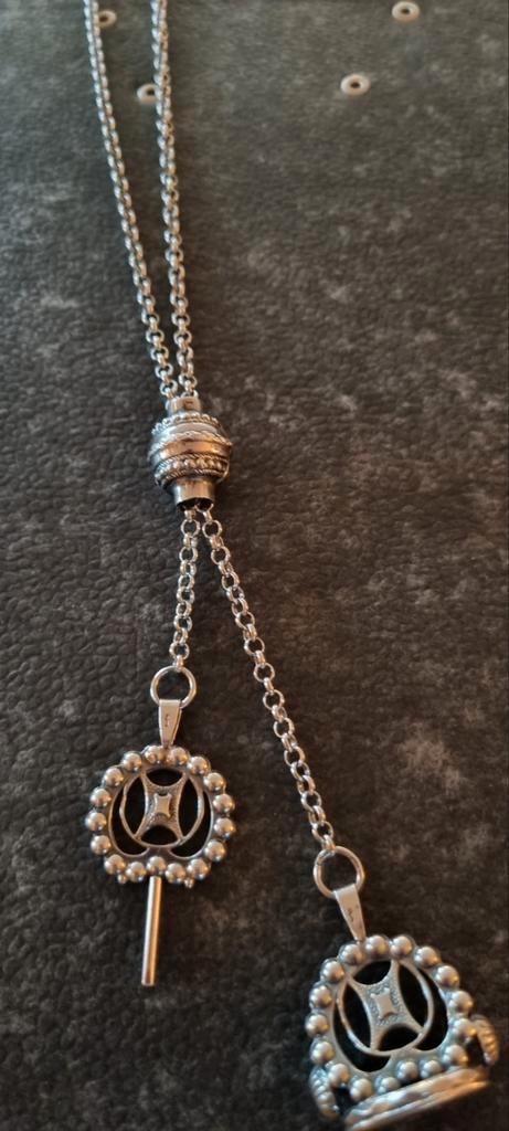 ECHT zilver jasseron signet ketting chatelaine 835 horloge, Sieraden, Tassen en Uiterlijk, Antieke sieraden, Ketting, Ophalen of Verzenden