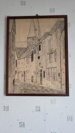 Tekening Straatje Deventer - Gesigneerd, Ophalen of Verzenden