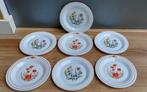 7 Arcopal ontbijtborden met wilde bloemen Vintage, Ophalen of Verzenden, Bord(en), Overige stijlen, Glas