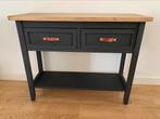 Sidetable krijtverf met teak blad, Ophalen, 50 tot 100 cm, Zo goed als nieuw, 25 tot 50 cm