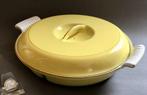 DRU Gietijzeren Drievakschaal / Stoofpan 25 cm., 50s/60s, Huis en Inrichting, Keuken | Potten en Pannen, Ophalen of Verzenden