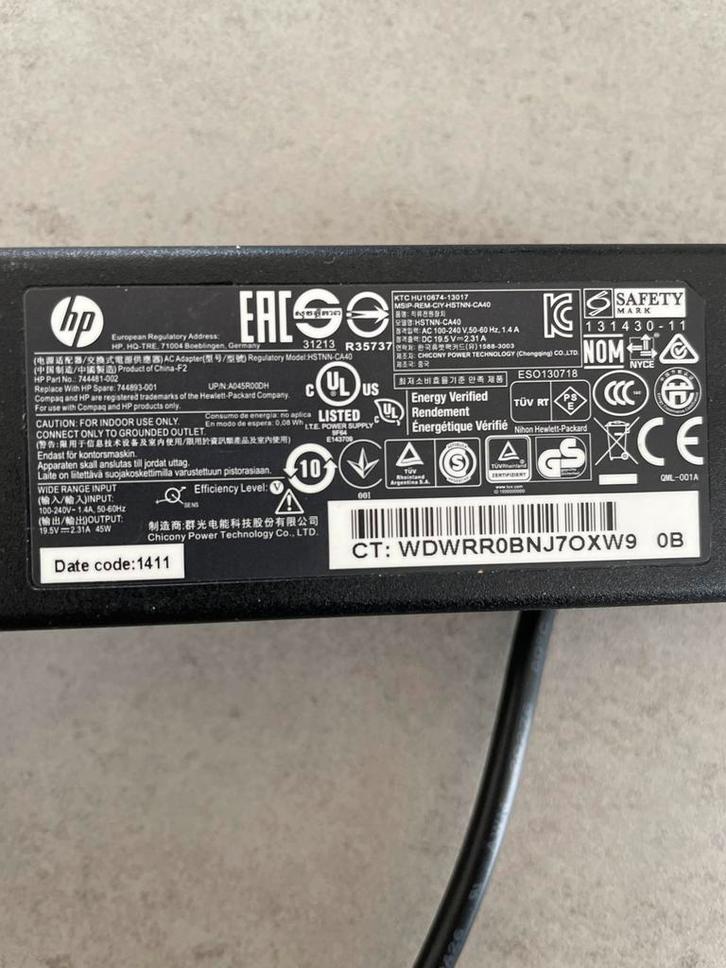 Originele HP 45W Adapter - 19.5V 2.31A - type R35737, Computers en Software, Laptop-opladers, Gebruikt, Ophalen of Verzenden