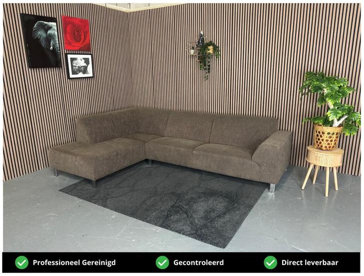 GRATIS LEVERING Hoekbank Bruin 300x195 REFURBISHED, Huis en Inrichting, Banken | Bankstellen, Zo goed als nieuw, Hoekbank, Vierpersoons of meer