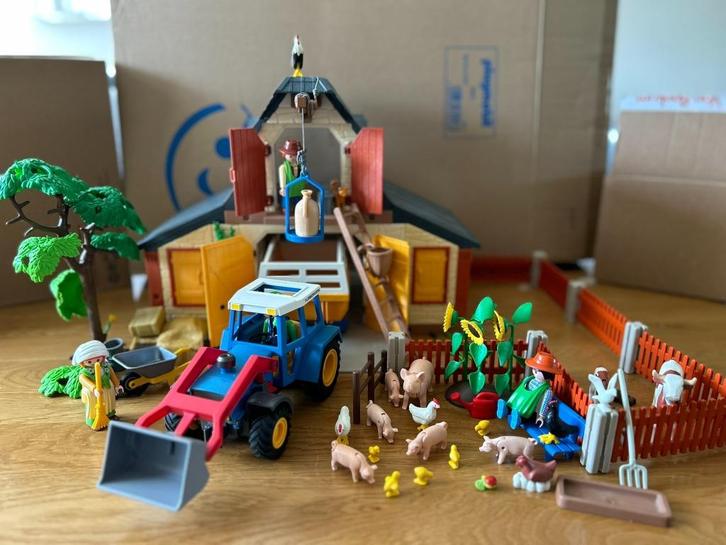 Playmobil Boerderij 3072 en tractor met hooiwagen 3073, Kinderen en Baby's, Speelgoed | Playmobil, Gebruikt, Complete set, Ophalen of Verzenden