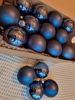 Blauwe glazen kerstballen 28 stuks mix van mat en glans, Zo goed als nieuw, Ophalen