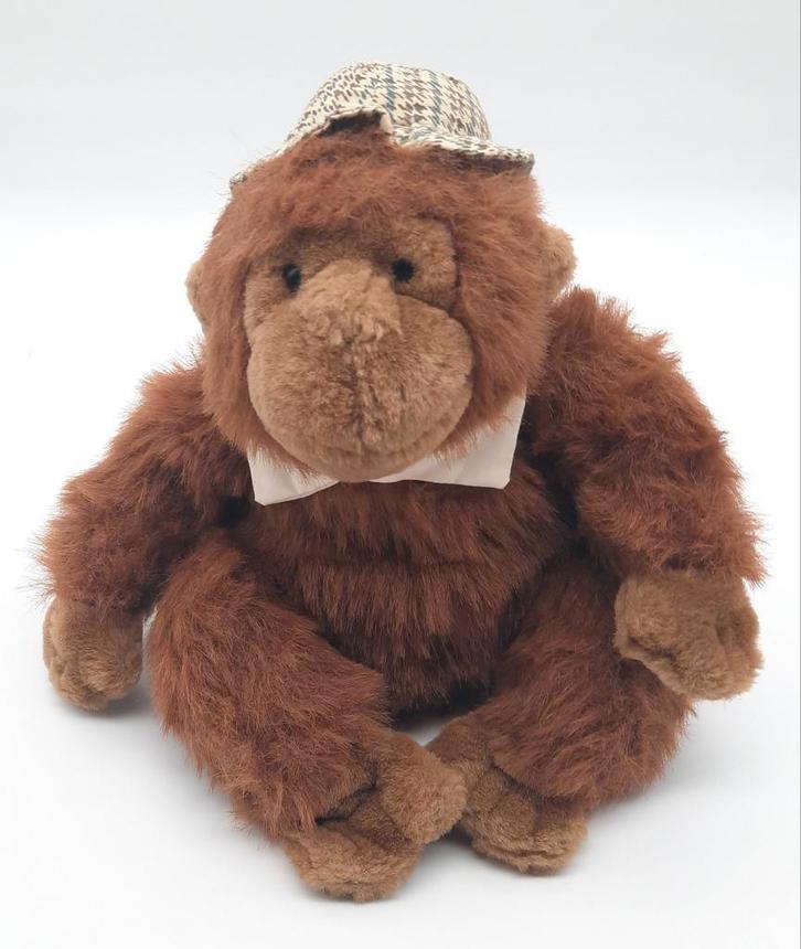 Vintage knuffel Aap met kraag en hoedje Neckermann, Kinderen en Baby's, Speelgoed | Knuffels en Pluche, Zo goed als nieuw, Overige typen